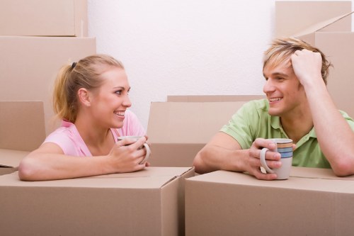 Professional man and van team handling household items in Ealing